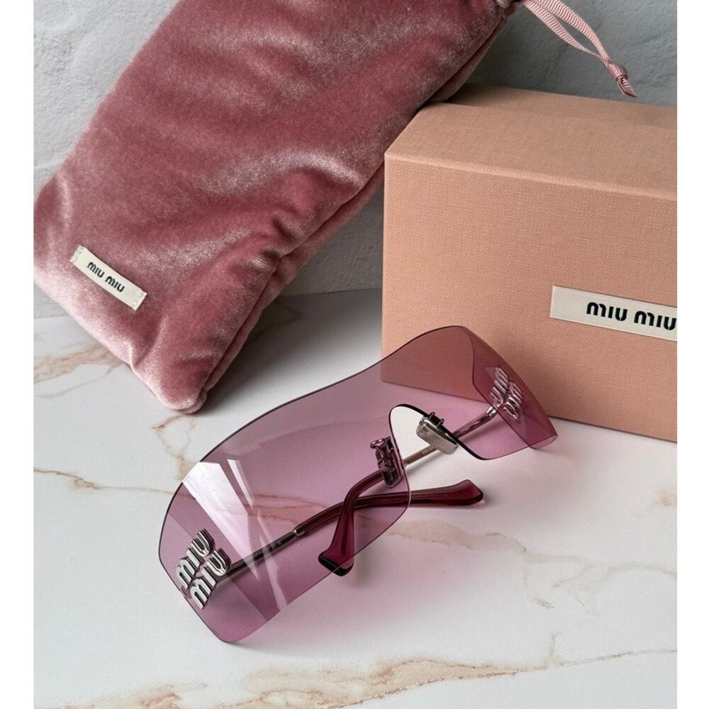 NEW Miu Miu MU B53 Mask Sunglasses in Silver Pink $632